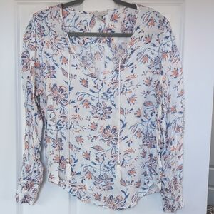 Lucky Brand Blue and Orange Floral Blouse
